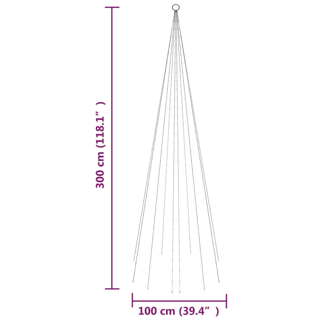 Vlaggenmast kerstboom 732 LED's koudwit 500 cm