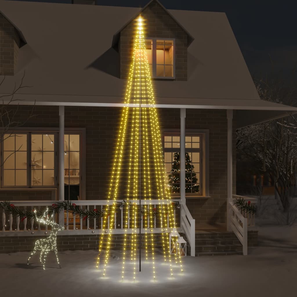 Vlaggenmast kerstboom 732 LED's koudwit 500 cm