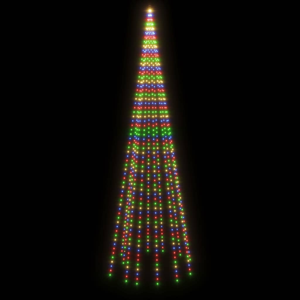 Vlaggenmast kerstboom 732 LED's koudwit 500 cm