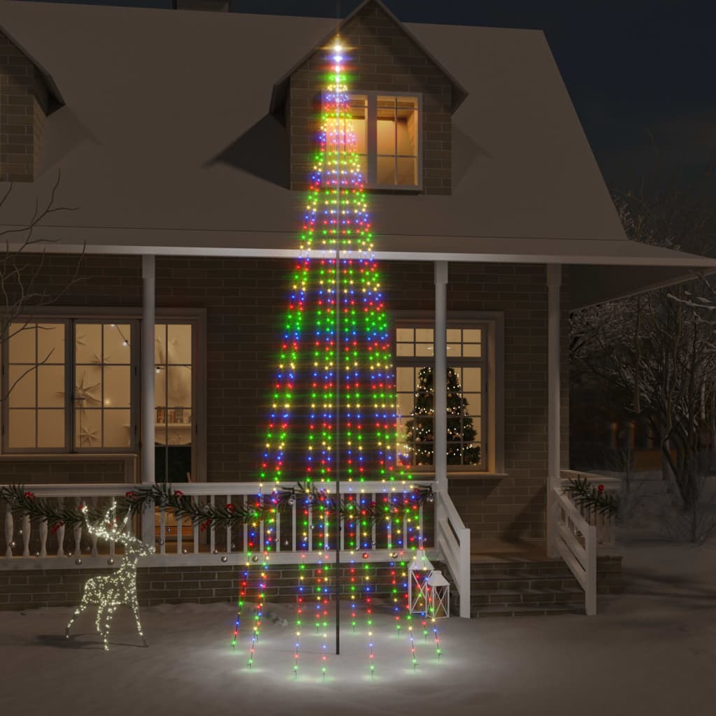 Vlaggenmast kerstboom 732 LED's koudwit 500 cm