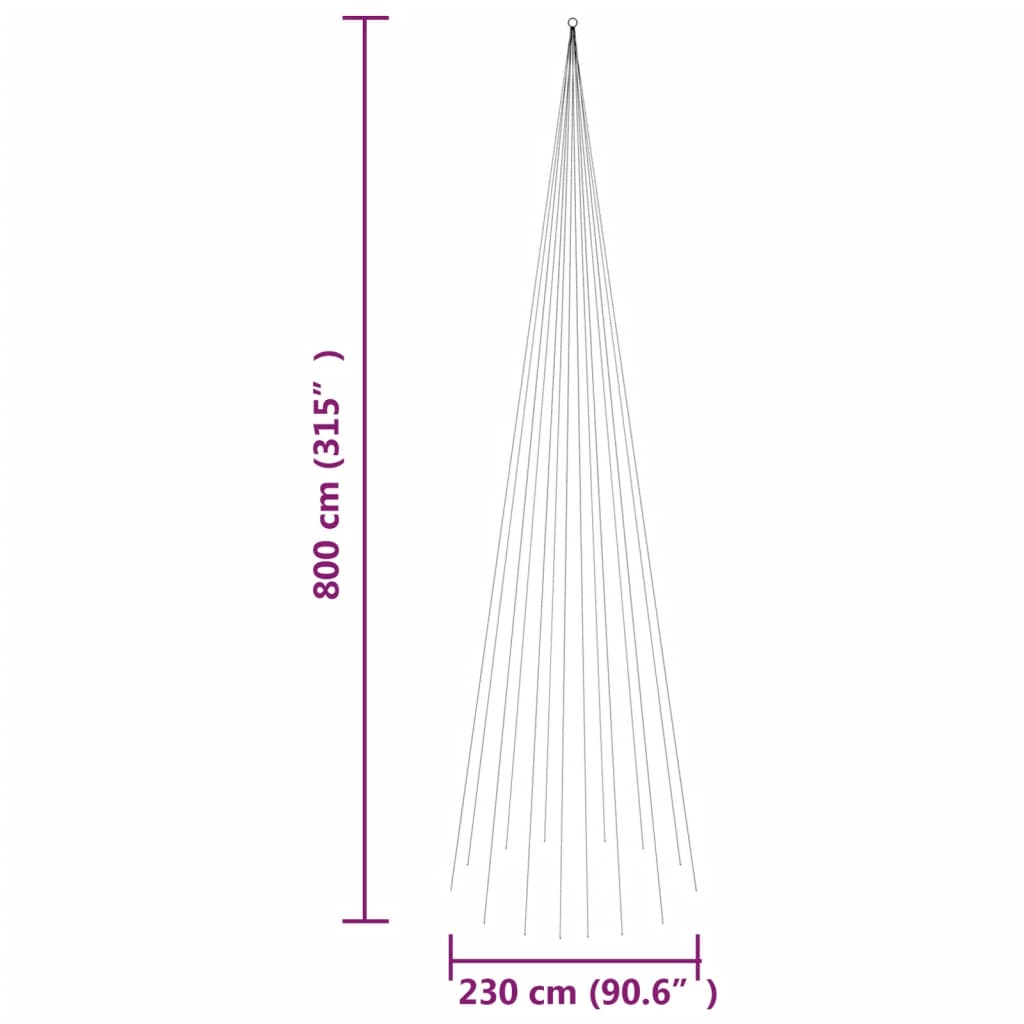 Vlaggenmast kerstboom 732 LED's koudwit 500 cm