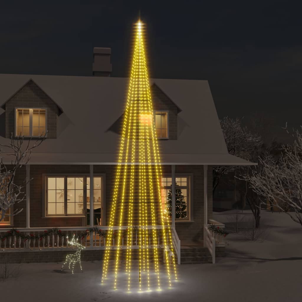 Vlaggenmast kerstboom 732 LED's koudwit 500 cm