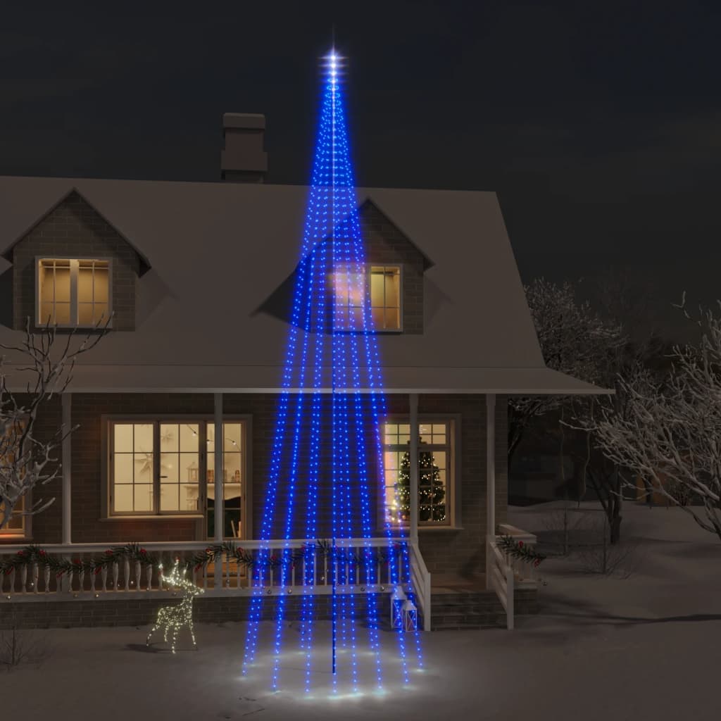 Vlaggenmast kerstboom 732 LED's koudwit 500 cm