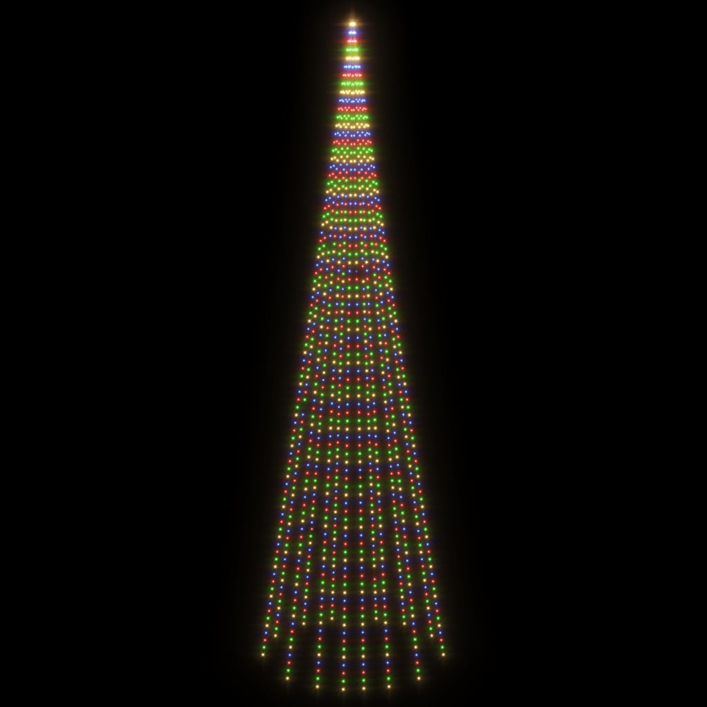 Vlaggenmast kerstboom 732 LED's koudwit 500 cm