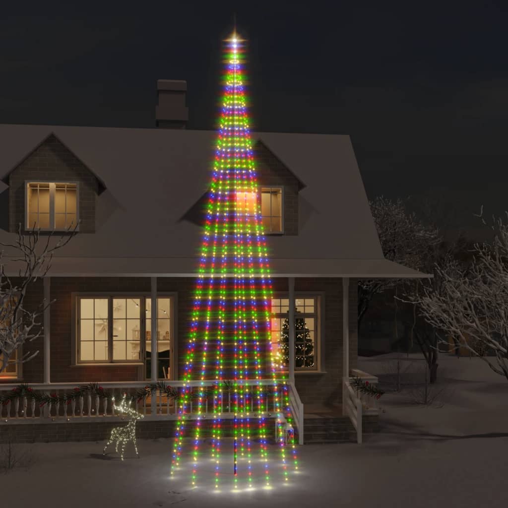 Vlaggenmast kerstboom 732 LED's koudwit 500 cm