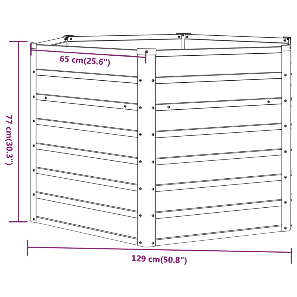 Plantenbak verhoogd 129x129x45 cm cortenstaal roestig