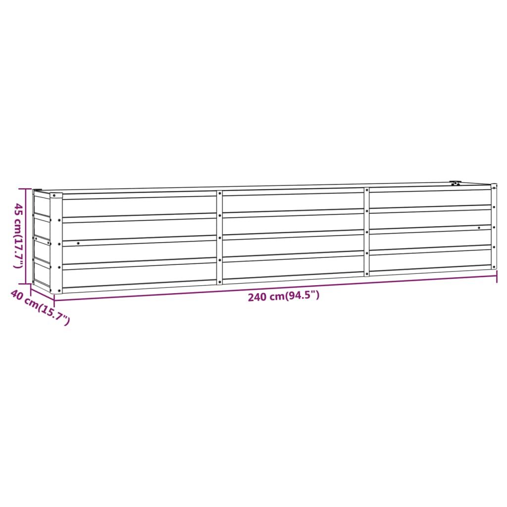 Plantenbak verhoogd 240x80x77 cm cortenstaal roestig