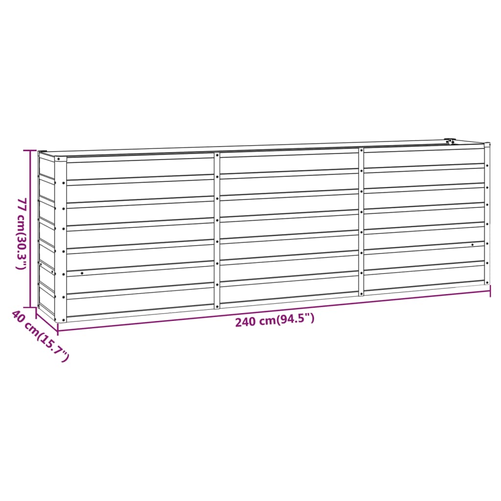 Plantenbak verhoogd 240x80x77 cm cortenstaal roestig