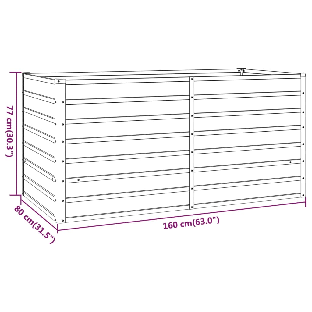 Plantenbak verhoogd 240x80x77 cm cortenstaal roestig