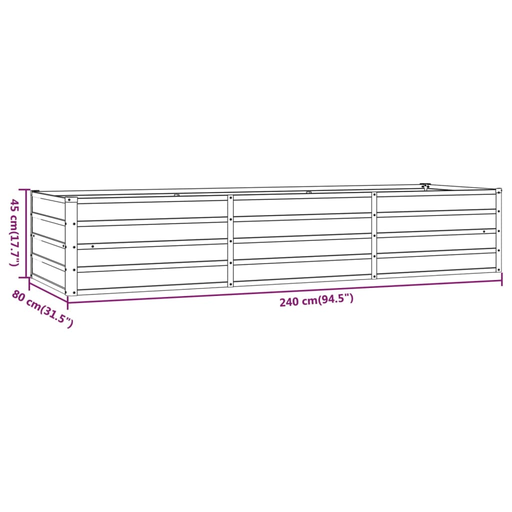 Plantenbak verhoogd 240x80x77 cm cortenstaal roestig