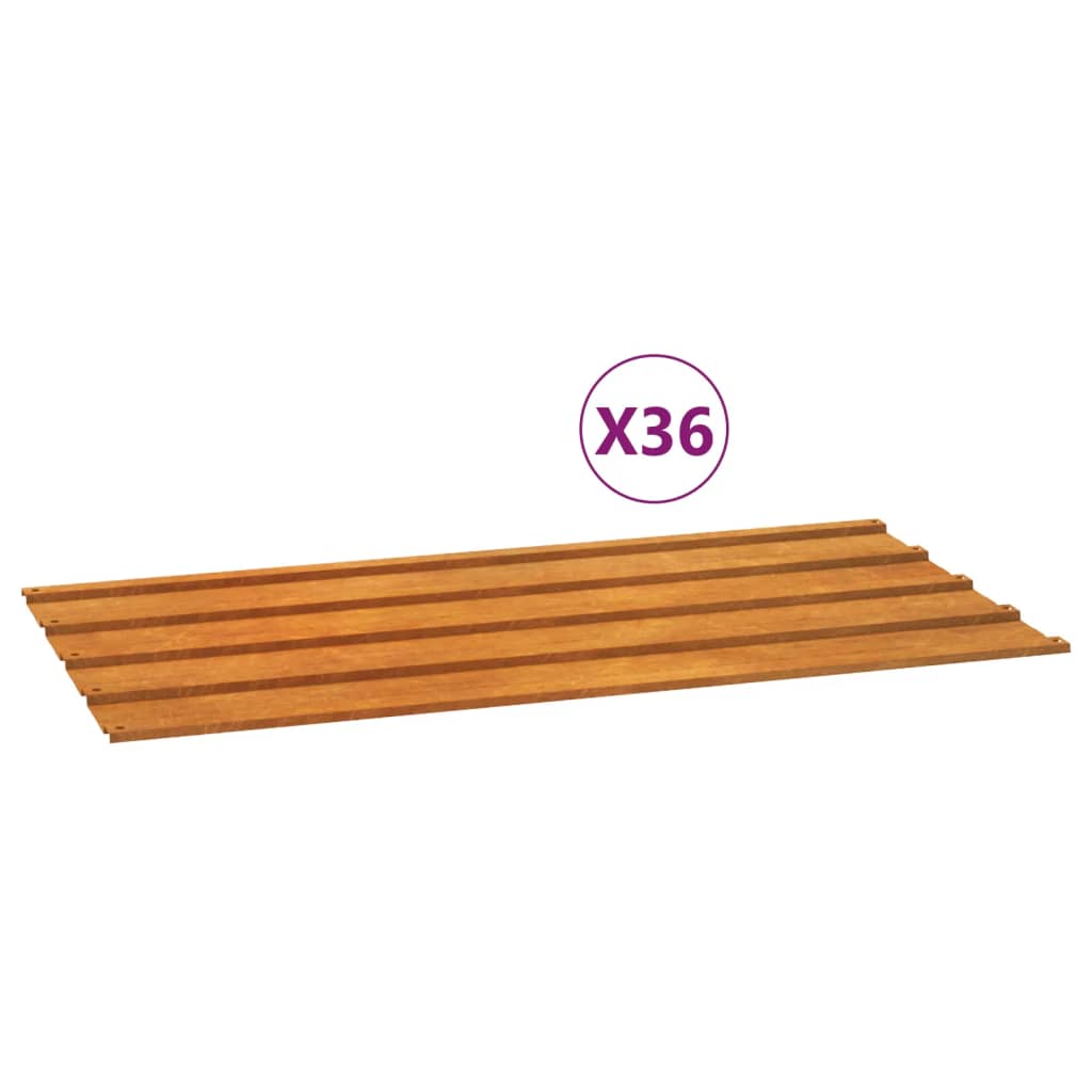 Panneaux de toit 12 pcs 80x44 cm acier corten rouillé