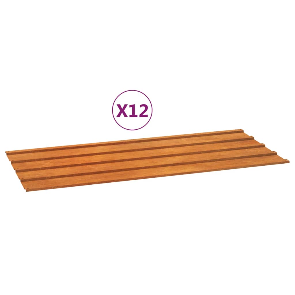 Panneaux de toit 12 pcs 100x44 cm acier corten rouillé