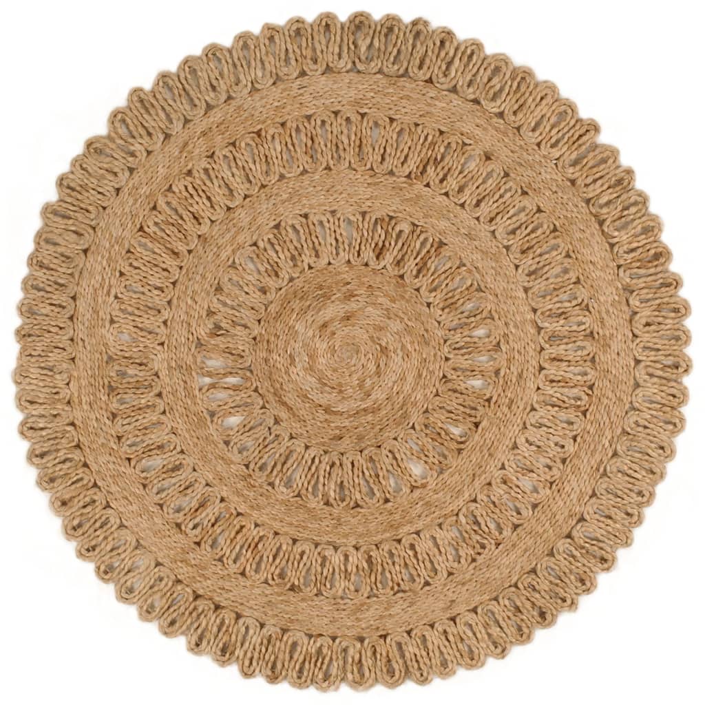 Tapijt rond 120 cm gevlochten jute