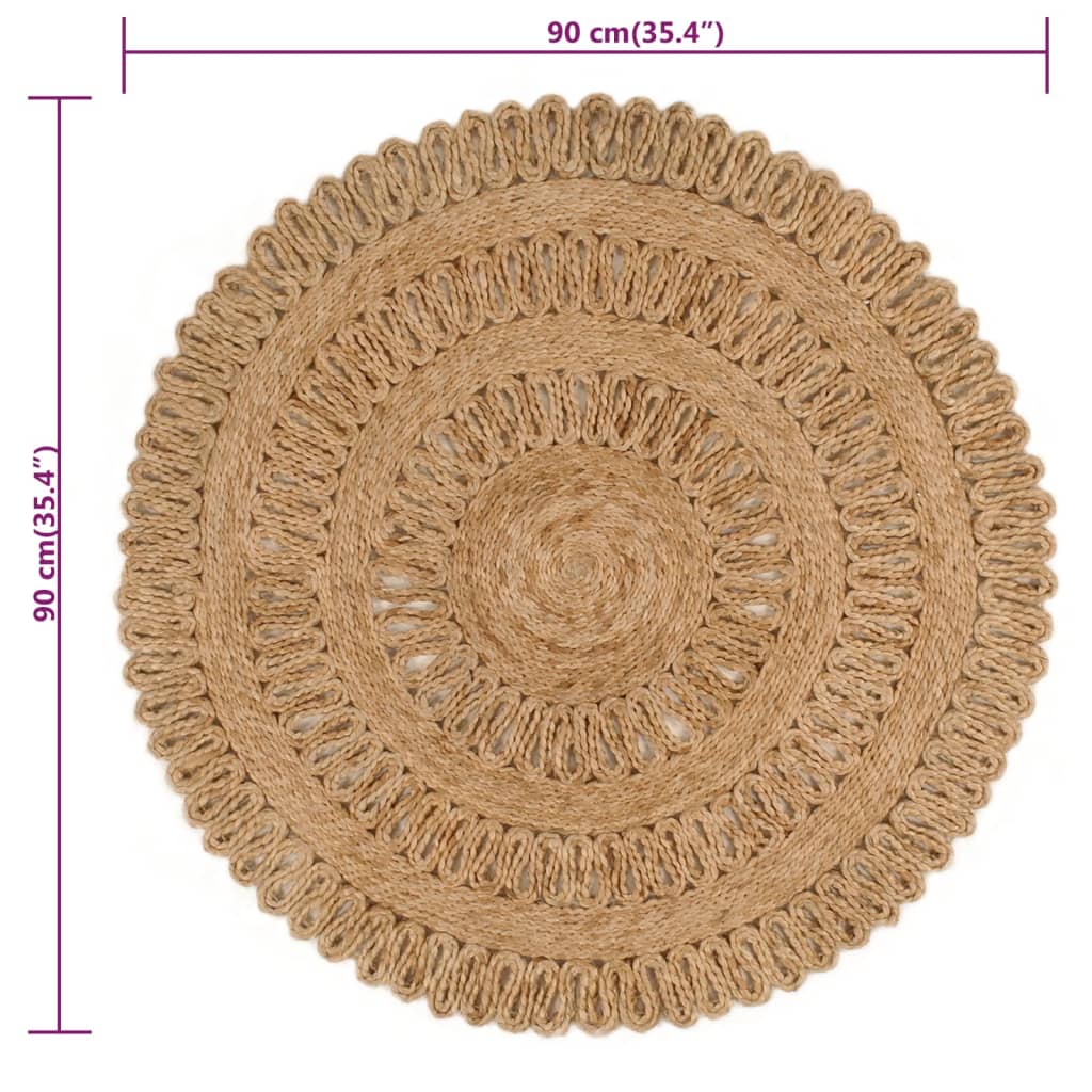 Tapijt rond 120 cm gevlochten jute