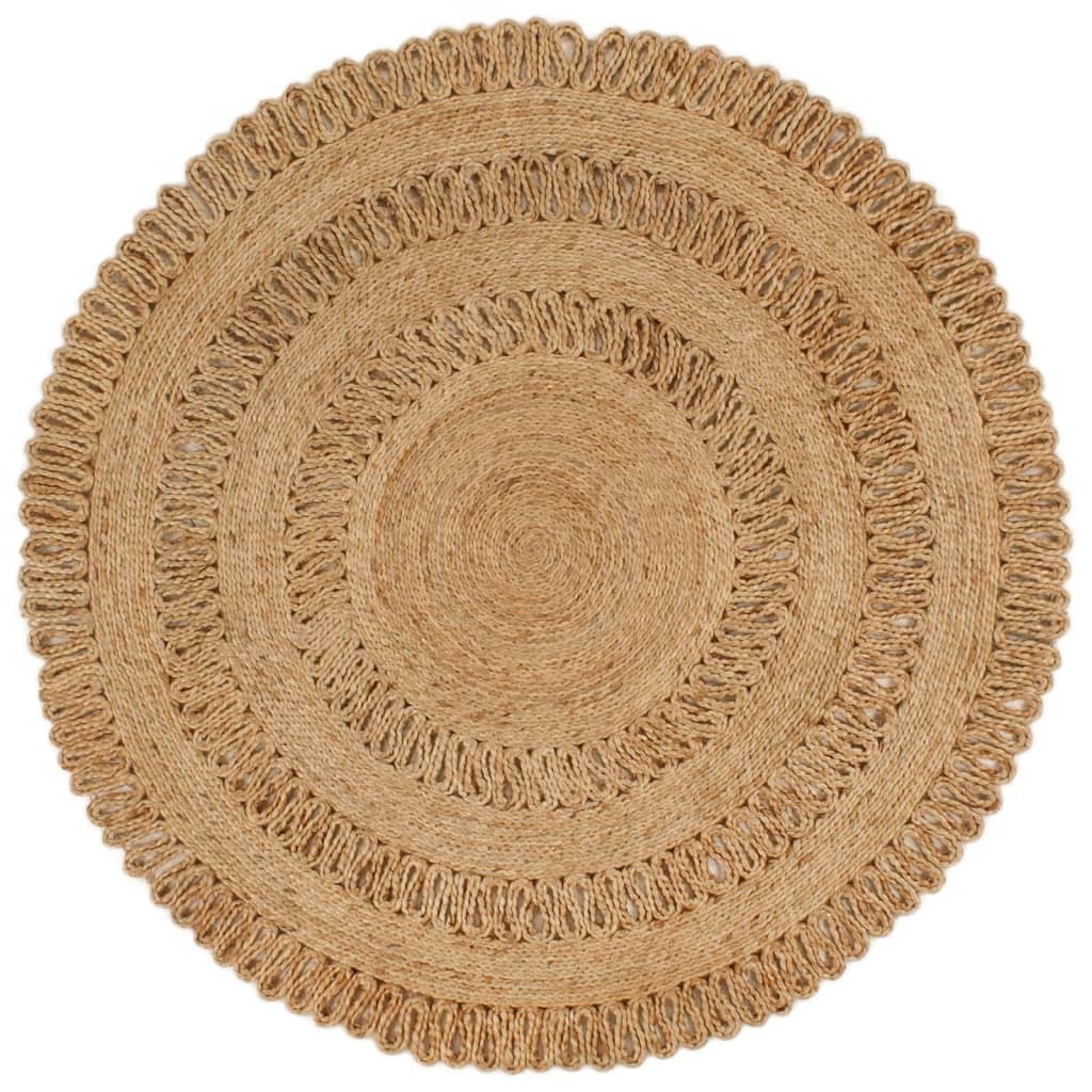 Tapijt rond 120 cm gevlochten jute