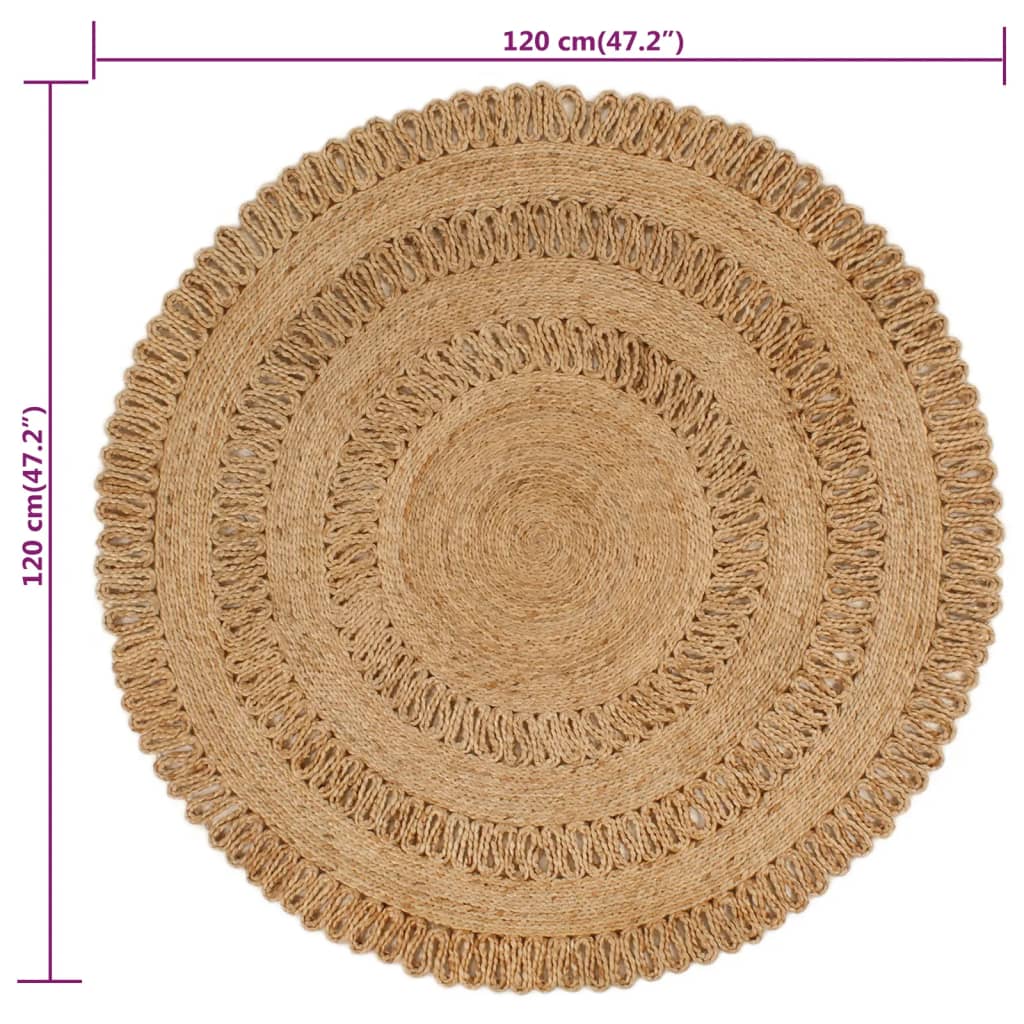 Tapijt rond 120 cm gevlochten jute