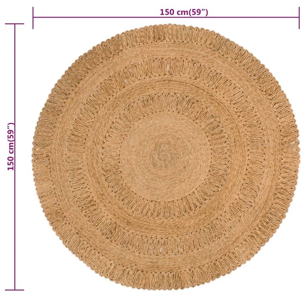 Tapijt rond 120 cm gevlochten jute