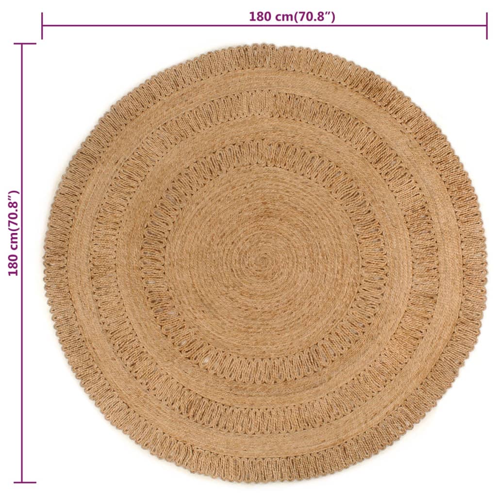 Tapijt rond 120 cm gevlochten jute