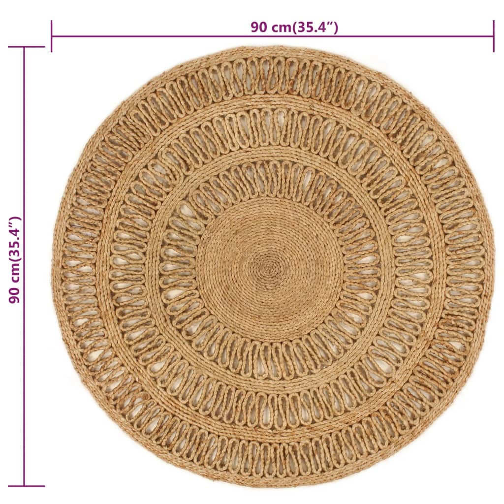 Tapis environ 120 cm en jute tissé