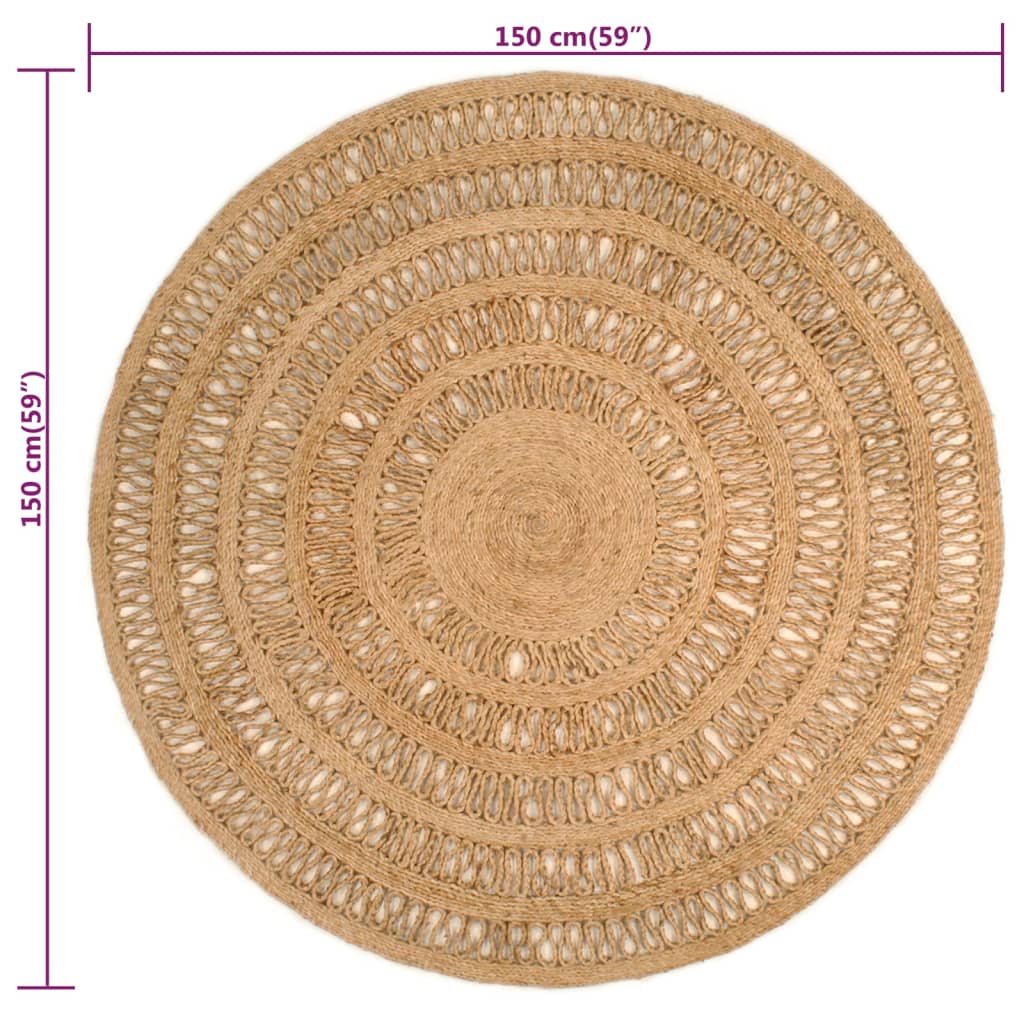 Tapis environ 120 cm en jute tissé