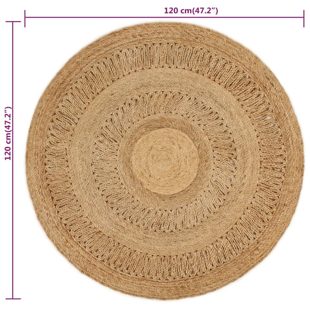 Tapijt rond 120 cm gevlochten jute