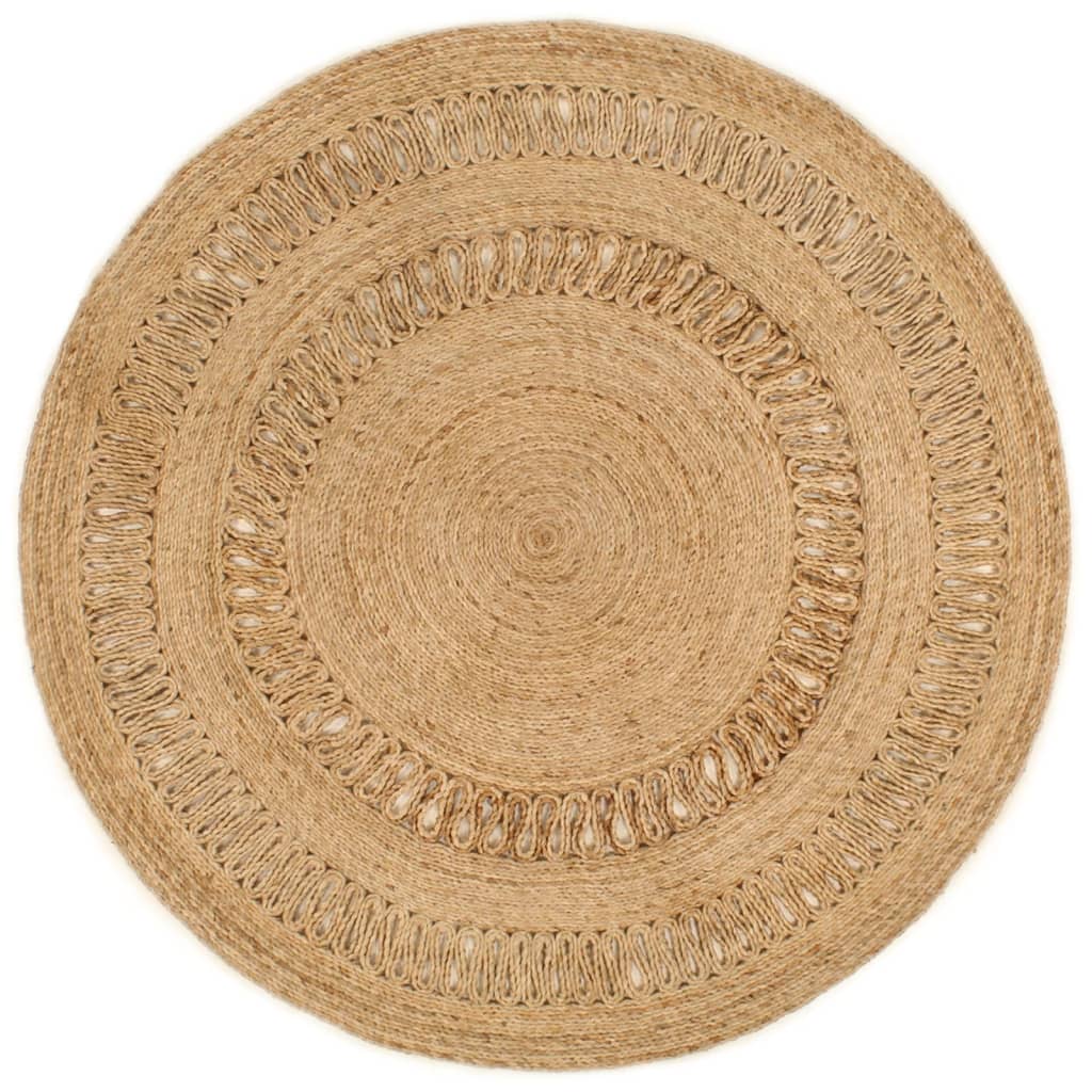 Tapijt rond 120 cm gevlochten jute