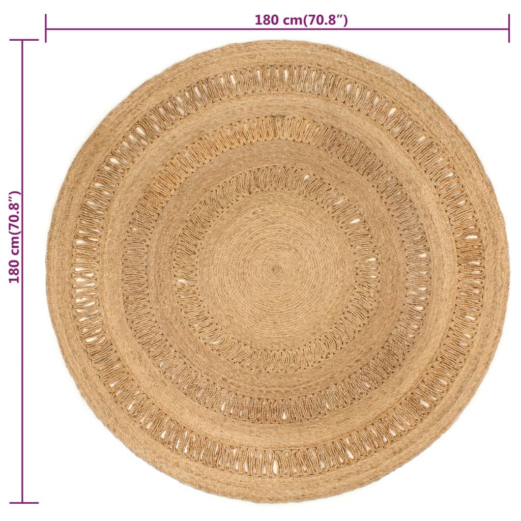 Tapijt rond 120 cm gevlochten jute