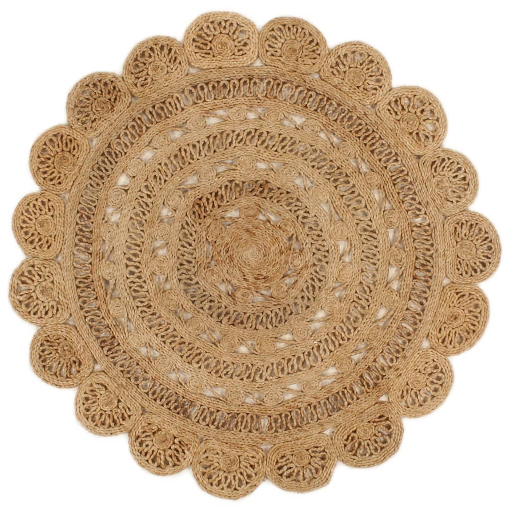 Tapijt rond 120 cm gevlochten jute