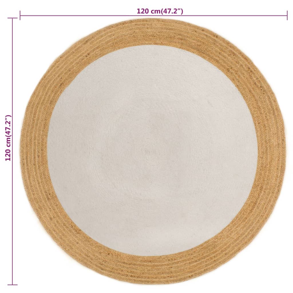 Vloerkleed rond gevlochten 150 cm jute en katoen naturel