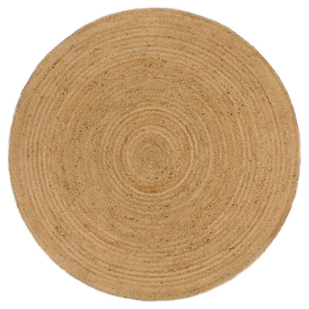 Tapis réversible rond 150 cm jute bleu marine et naturel