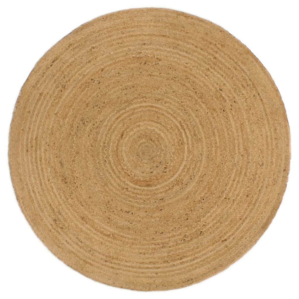 Tapis réversible rond 150 cm jute bleu marine et naturel