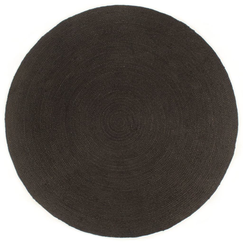 Tapis réversible rond 150 cm jute bleu marine et naturel