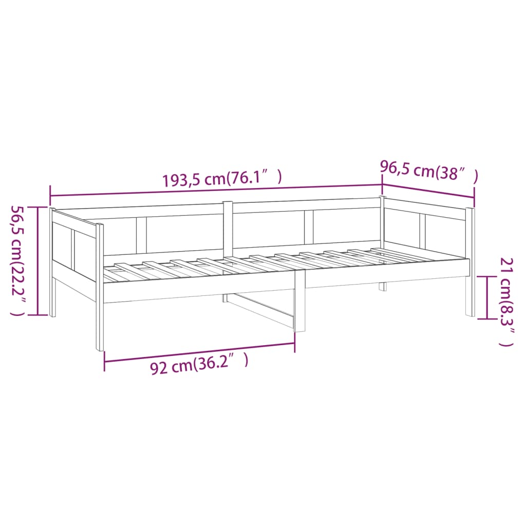 Slaapbank massief grenenhout 80x200 cm