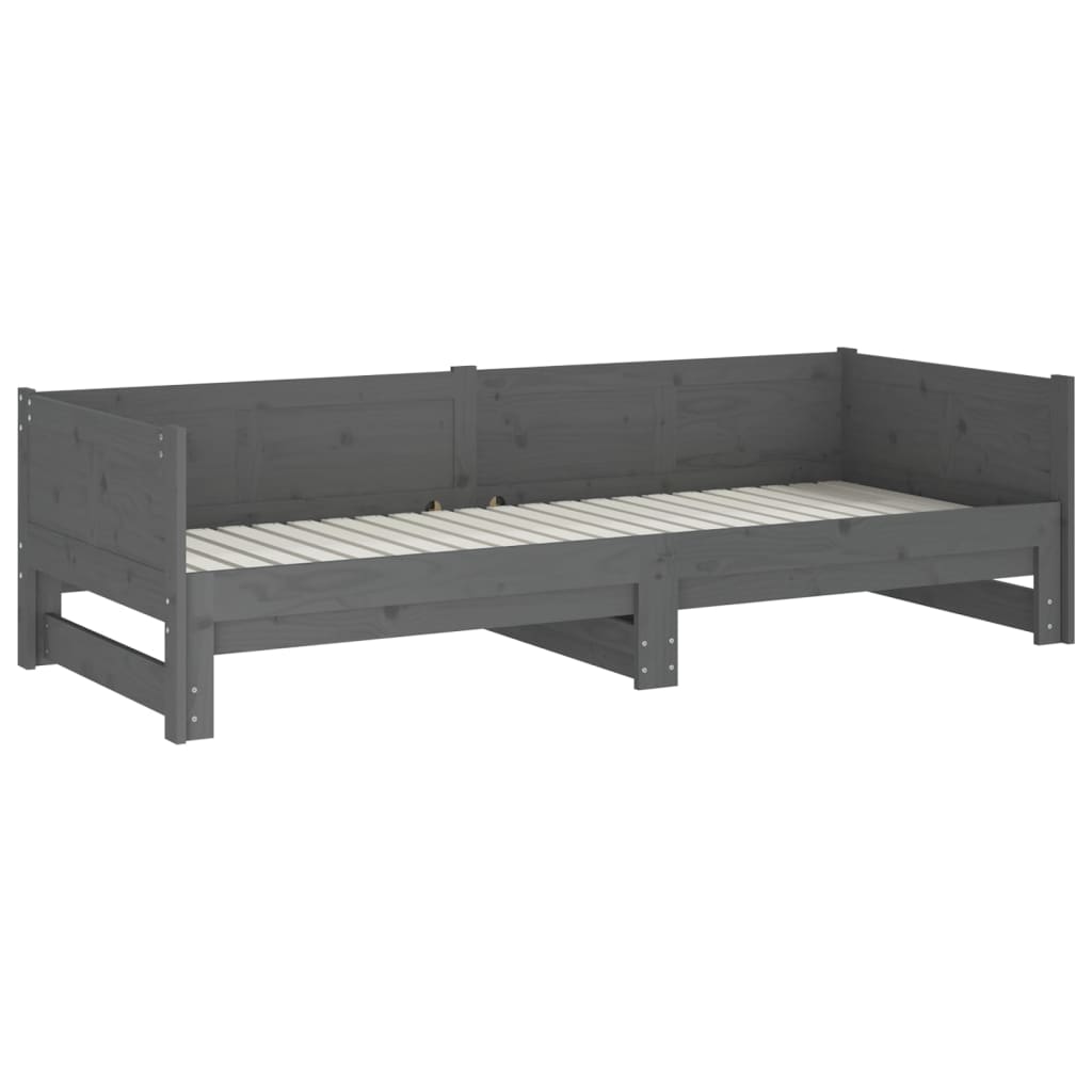 Slaapbank uitschuifbaar massief grenenhout 2x(80x200) cm