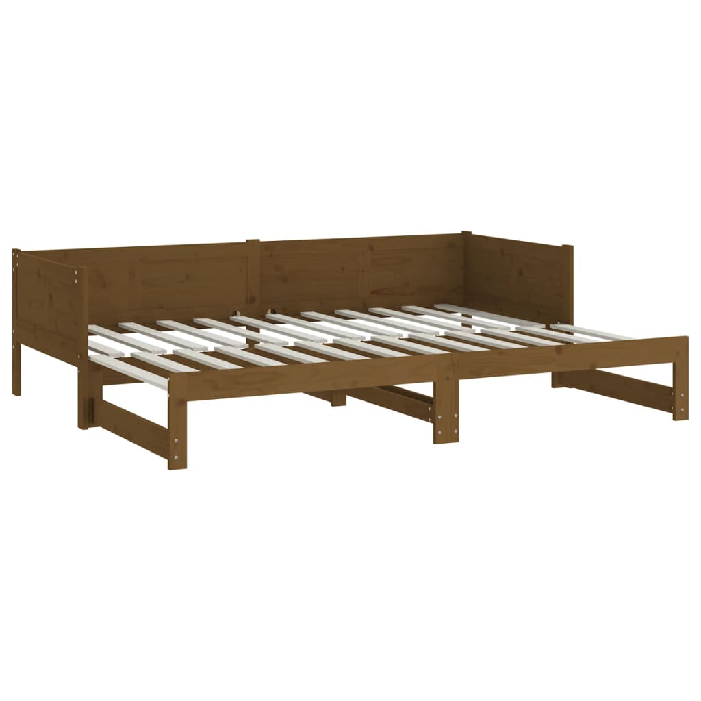 Slaapbank uitschuifbaar massief grenenhout 2x(80x200) cm