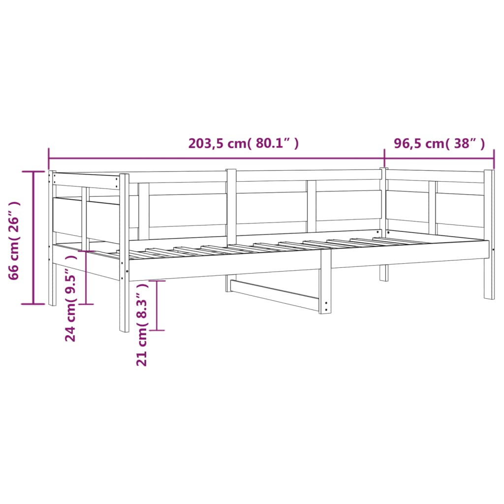 Slaapbank massief grenenhout 90x190 cm