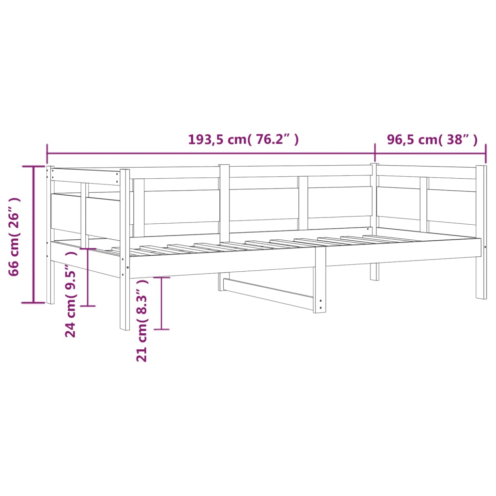 Slaapbank massief grenenhout 90x190 cm