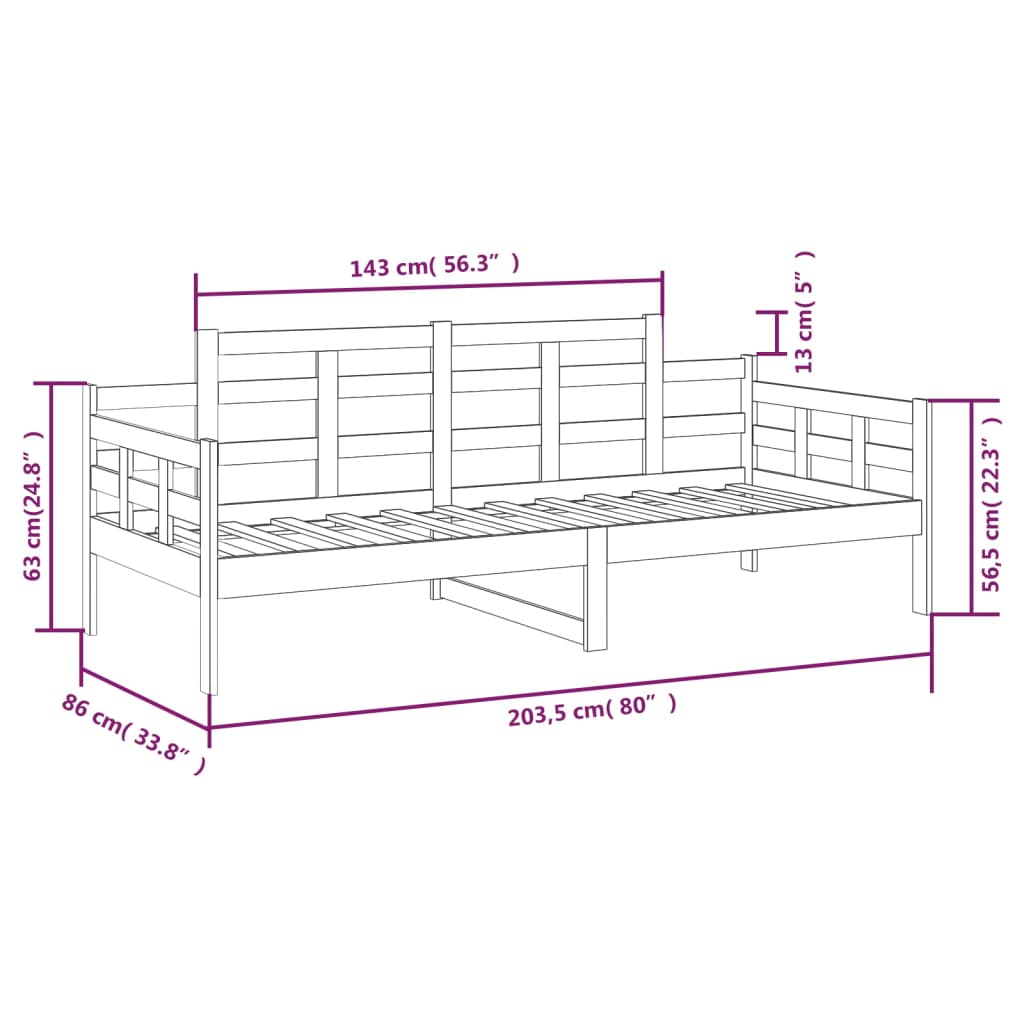 Slaapbank 90x200 cm massief grenenhout