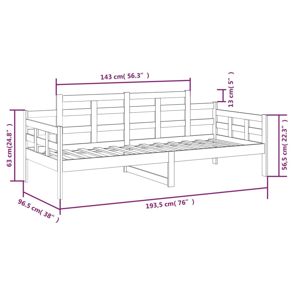 Slaapbank massief grenenhout 90x200 cm