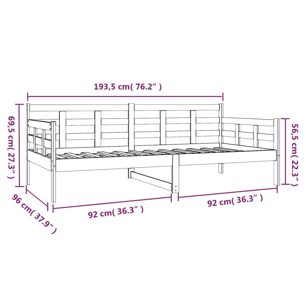 Slaapbank massief grenenhout 90x200 cm