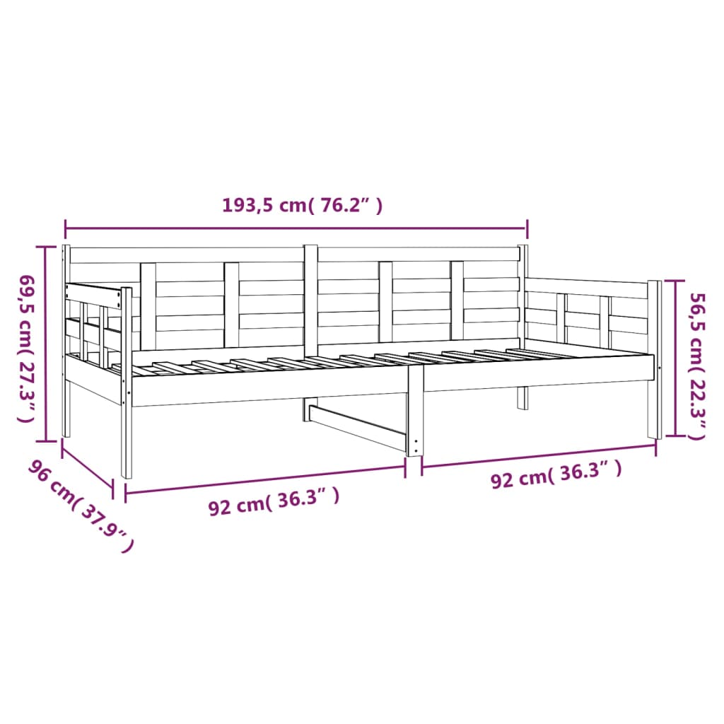 Slaapbank massief grenenhout 90x200 cm