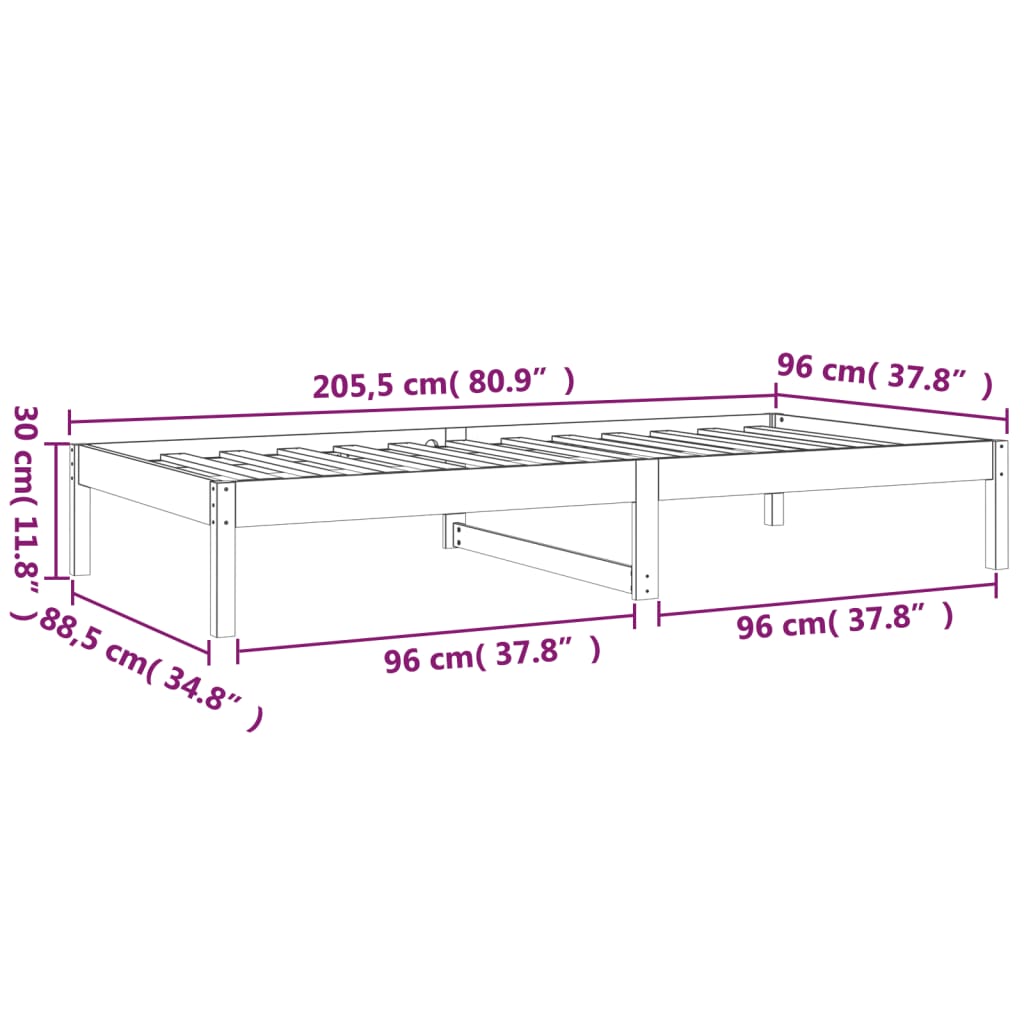 Slaapbank 90x200 cm massief grenenhout