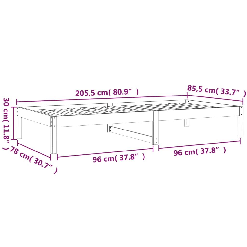 Slaapbank 90x200 cm massief grenenhout