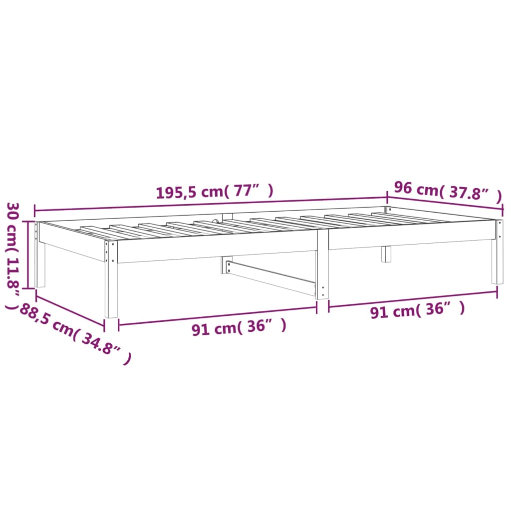 Slaapbank 90x200 cm massief grenenhout