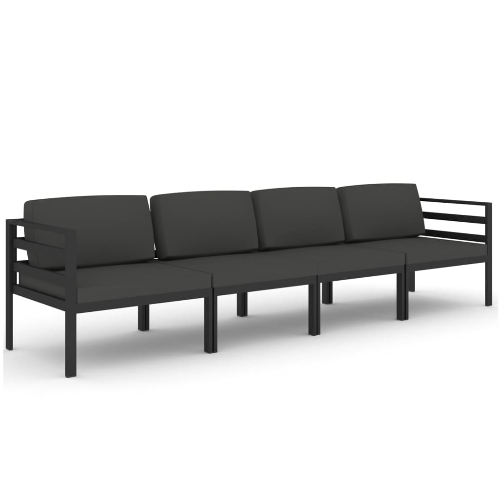 Ensemble Lounge 3 pièces avec coussins en aluminium anthracite