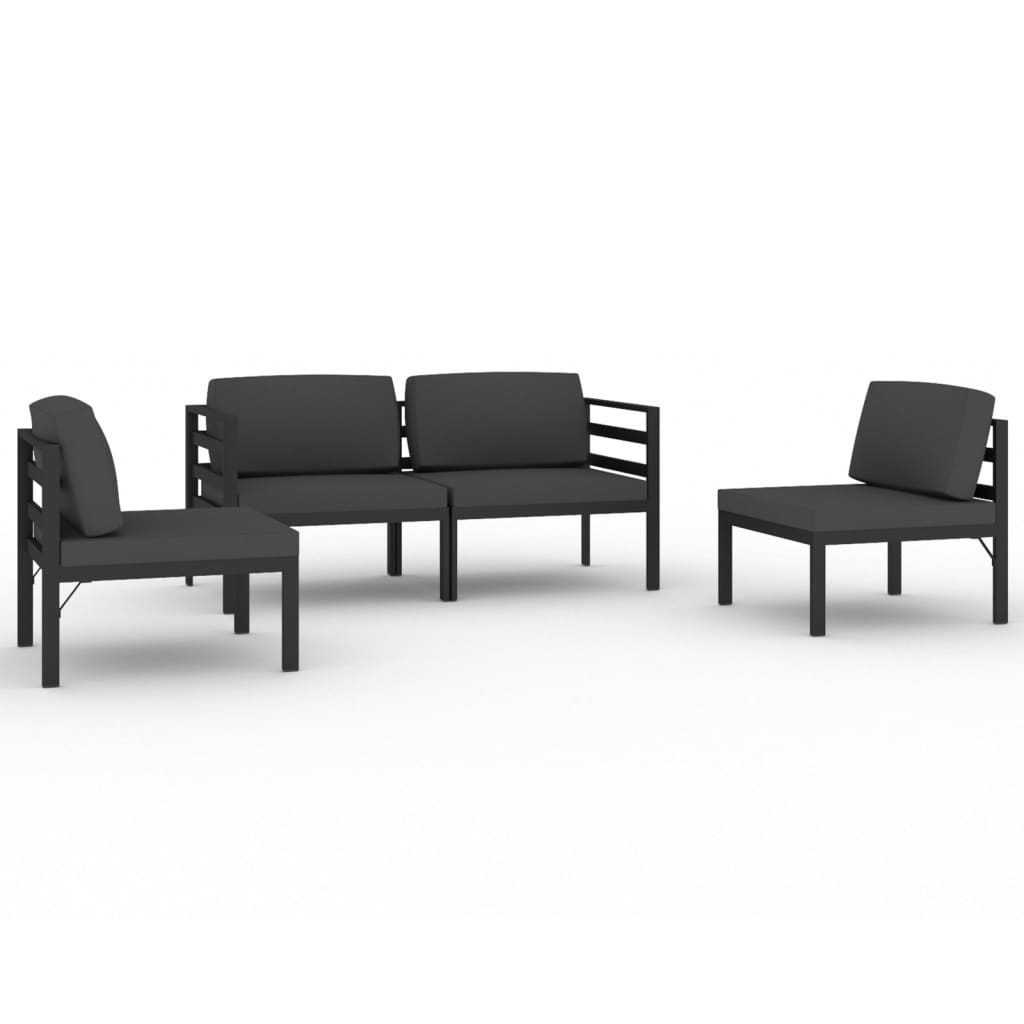 Ensemble Lounge 7 pièces avec coussins en aluminium anthracite