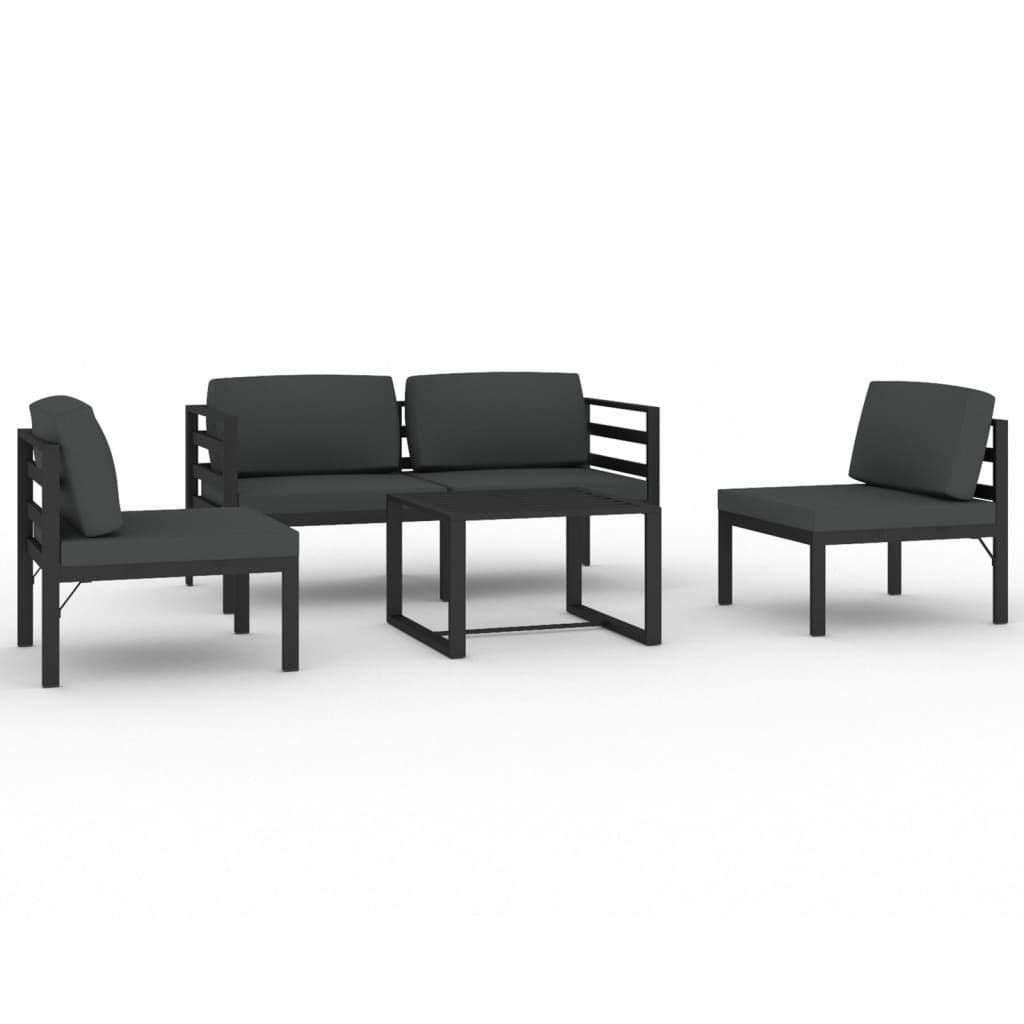 Ensemble Lounge 7 pièces avec coussins en aluminium anthracite