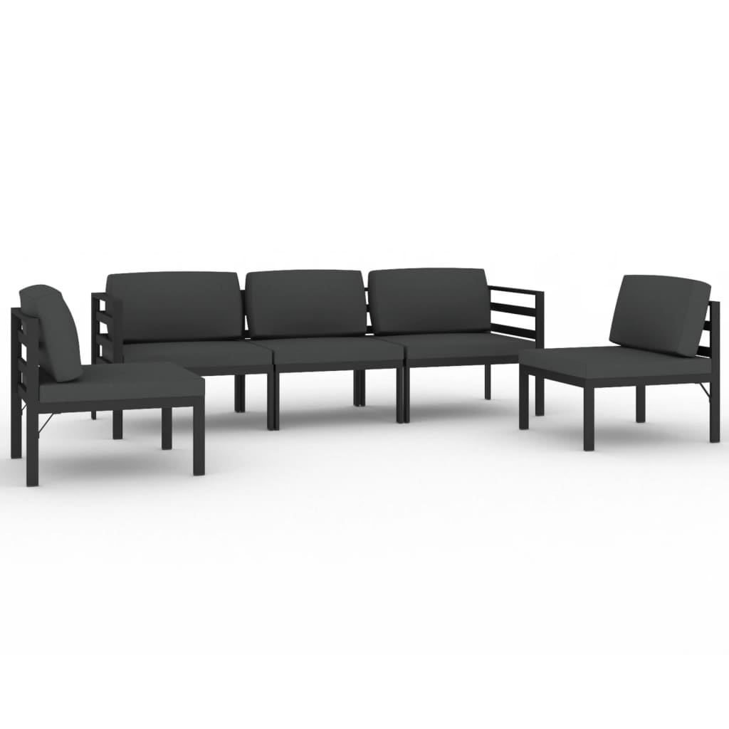 Ensemble Lounge 7 pièces avec coussins en aluminium anthracite