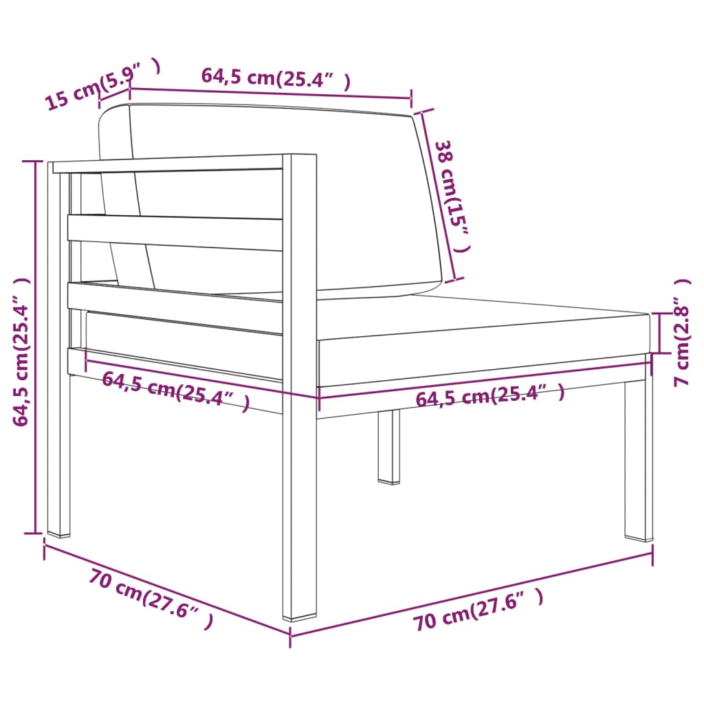 Ensemble Lounge 7 pièces avec coussins en aluminium anthracite