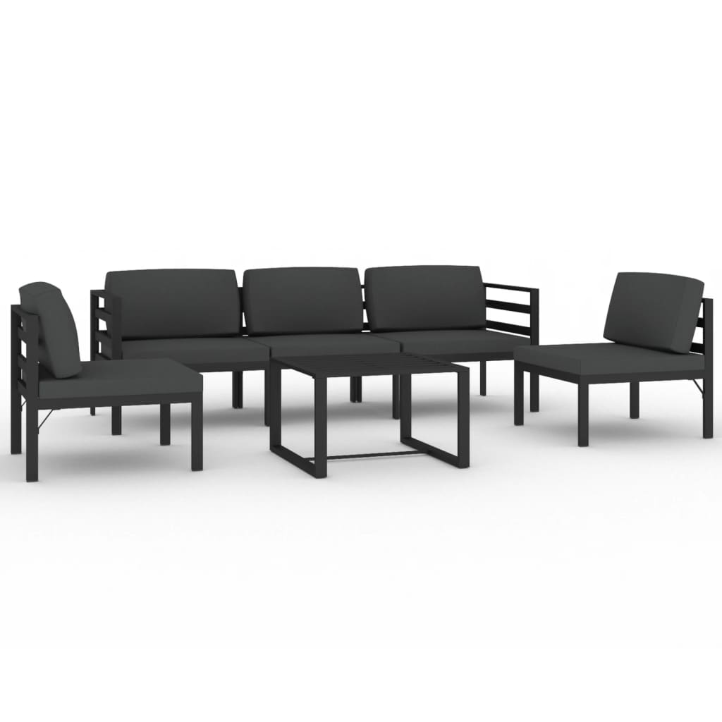 Ensemble Lounge 7 pièces avec coussins en aluminium anthracite